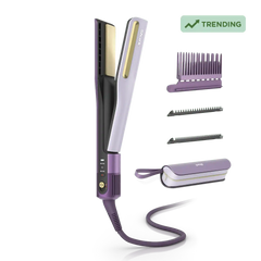 Shark SilkiPro™ Straight Wet to Dry Straightener + Rapid Blow Dryer with Travel Case, Plum Satin - Plum Satin