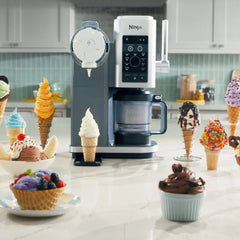 Ninja CREAMi Scoop & Swirl Soft Serve Ice Cream Machine in Navy - Platinum Silver