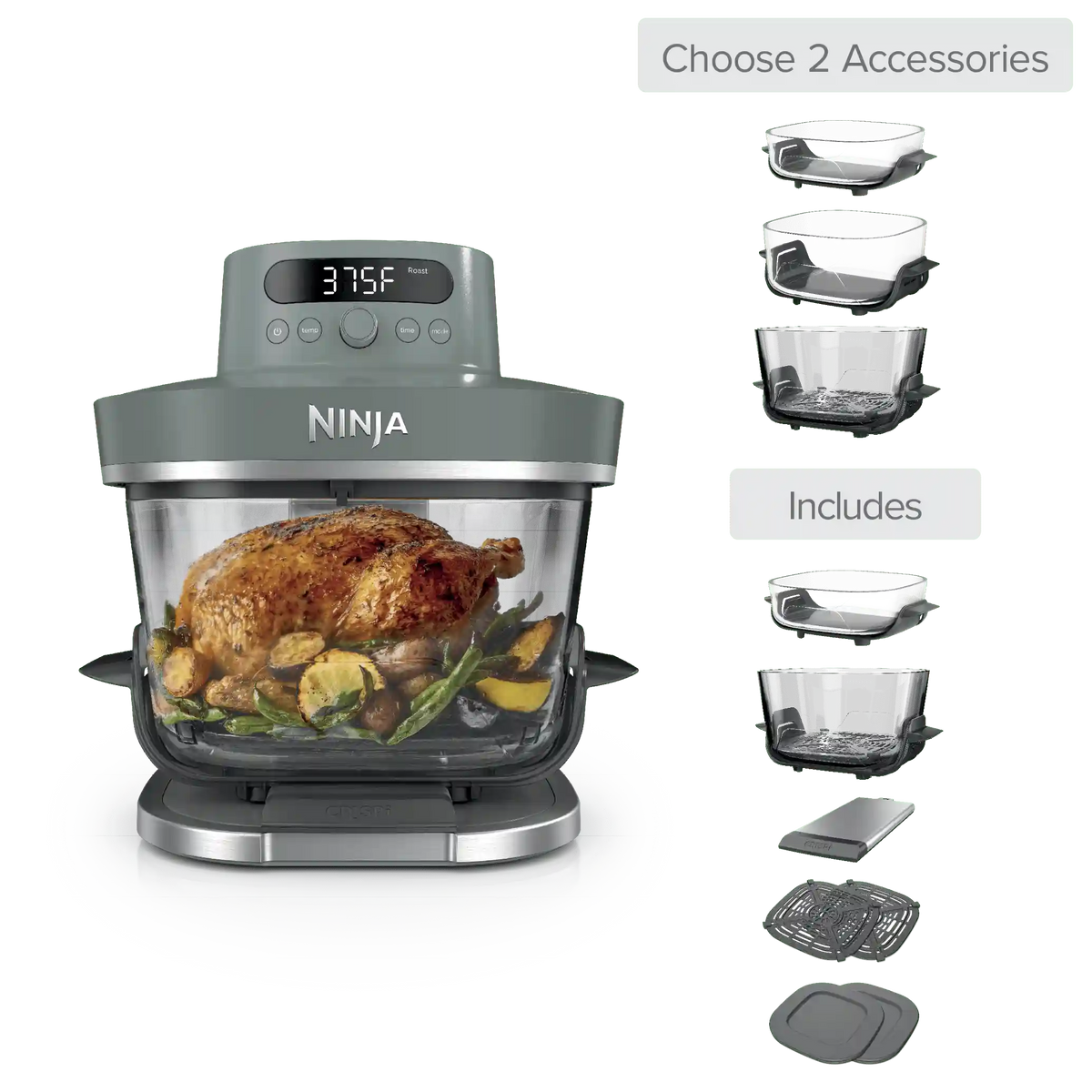 Build Your Own Ninja Crispi Pro Glass Air Fryer in Ash Gray