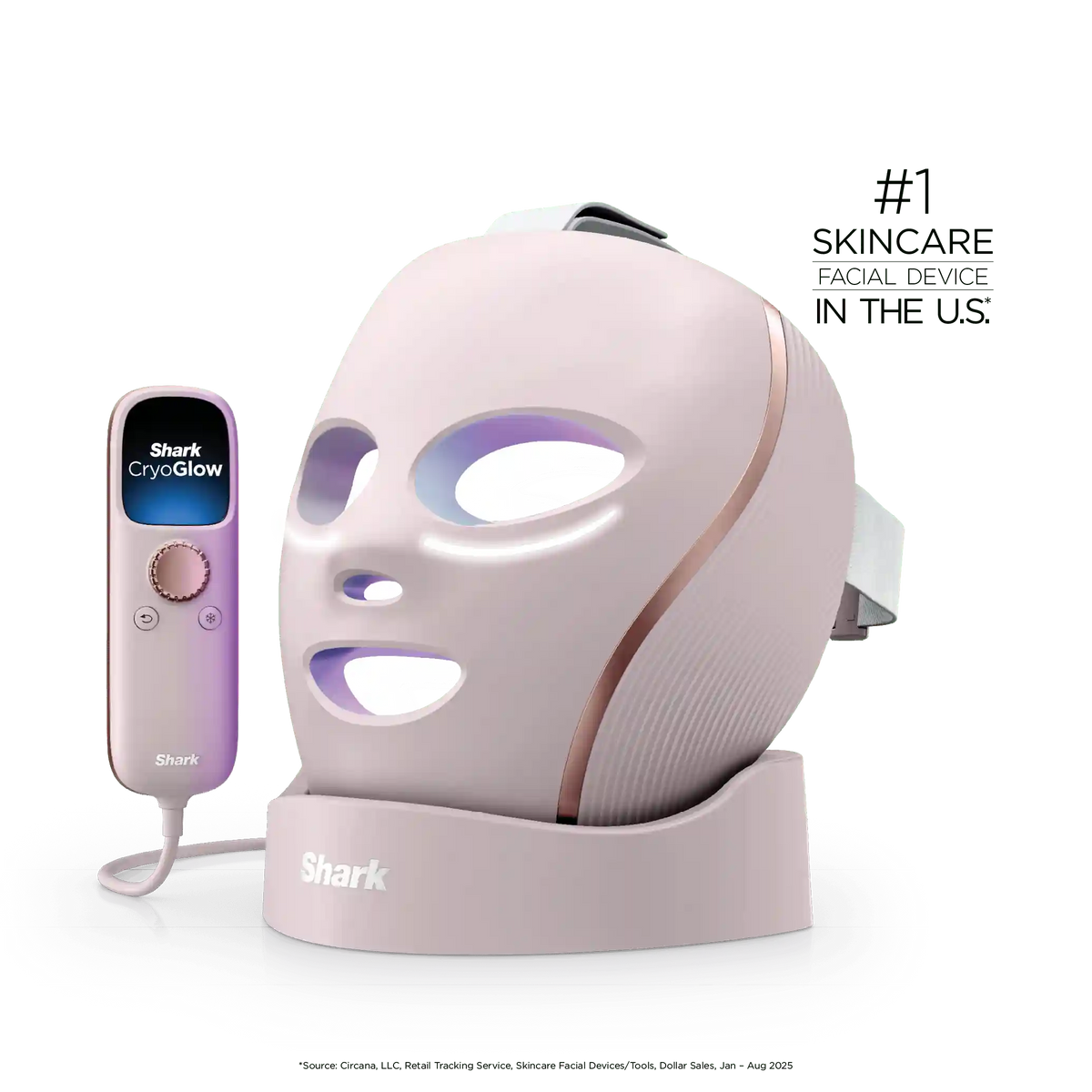 Shark CryoGlow™ LED Face Mask & Charging Stand in Rose Glow