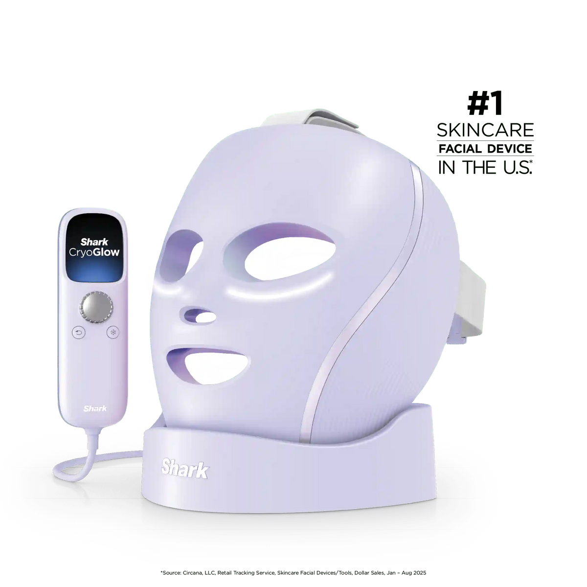Shark CryoGlow™ LED Face Mask & Charging Stand in Lilac
