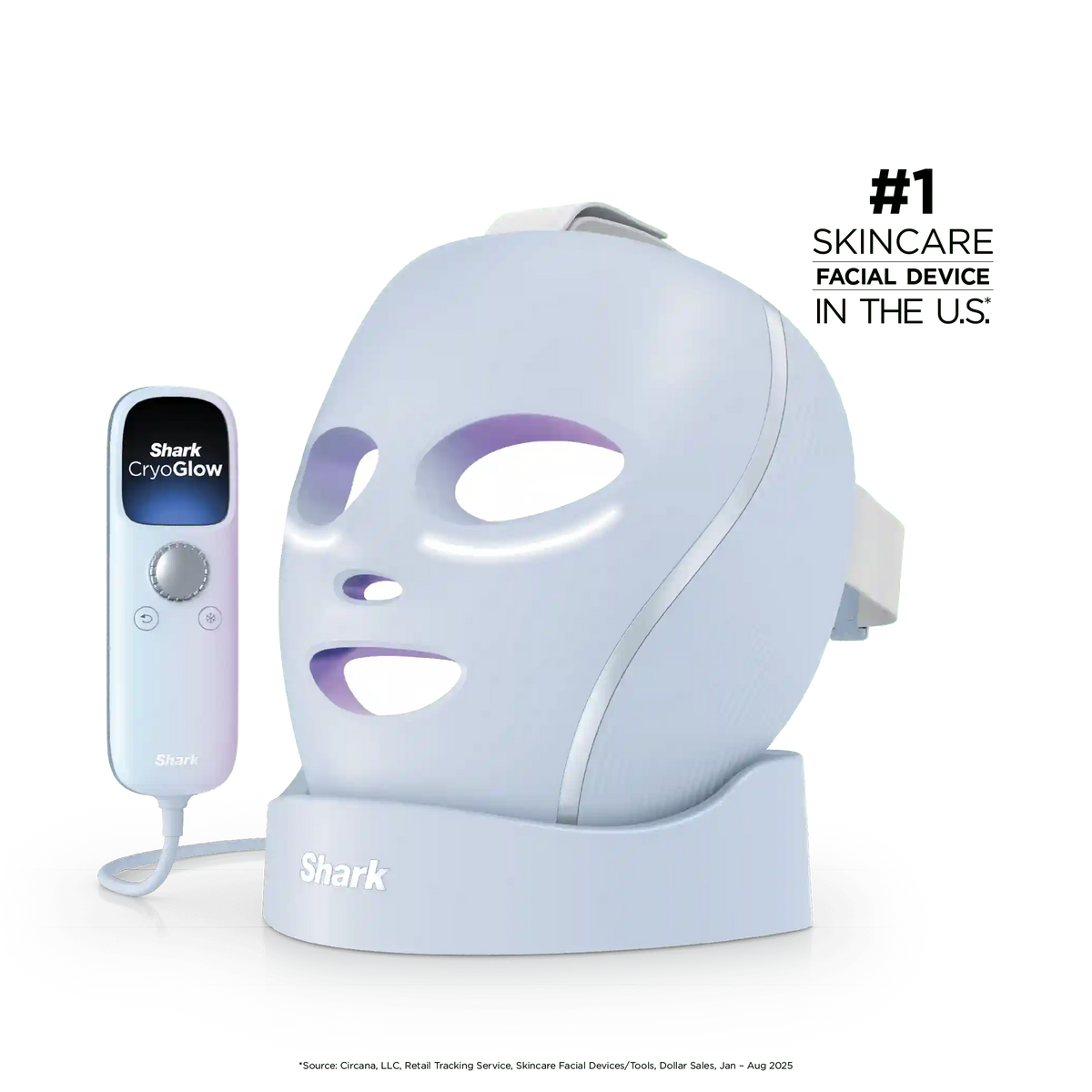 Shark CryoGlow™ LED Face Mask & Charging Stand in Blue