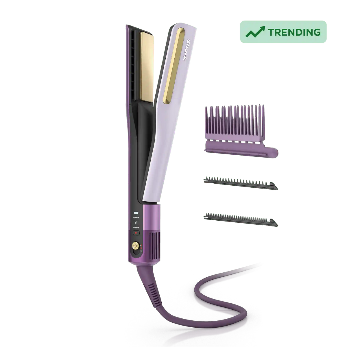 Shark SilkiPro™ Hair Straightener and Dryer in Rose Petal - Plum Satin