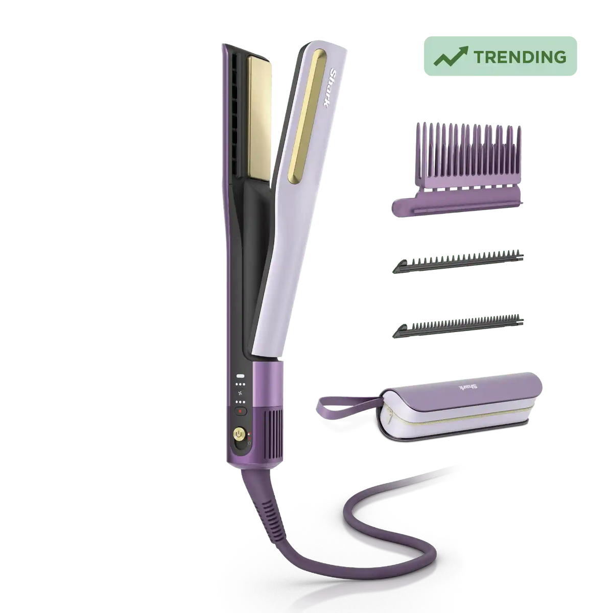 Shark SilkiPro™ Straight Wet to Dry Straightener + Rapid Blow Dryer with Travel Case, Plum Satin - Plum Satin