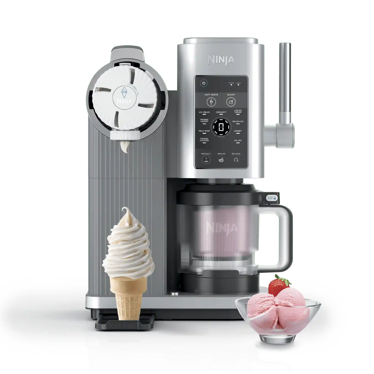 Ninja CREAMi Scoop & Swirl Soft Serve Ice Cream Machine in Navy - Platinum Silver