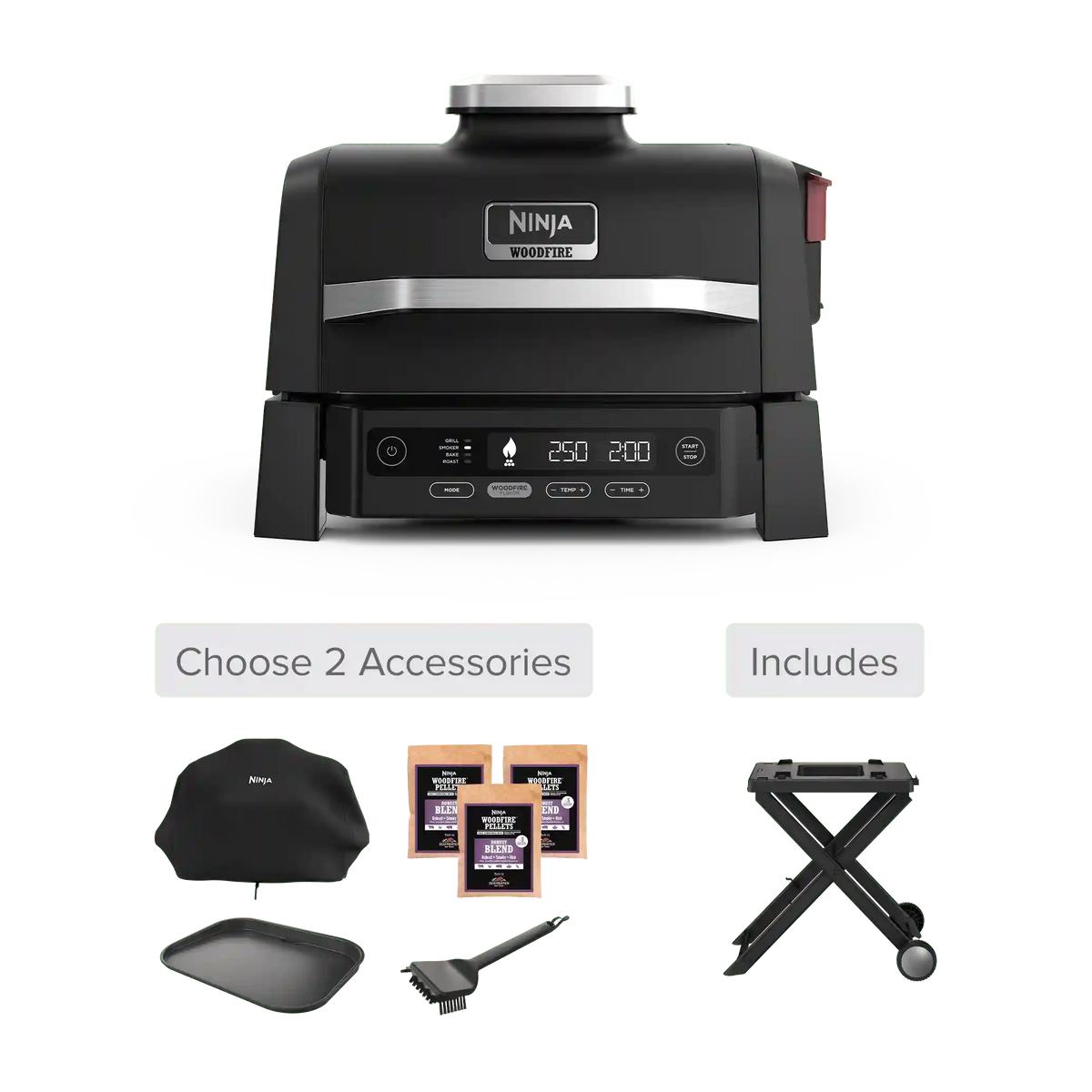Ninja Woodfire Outdoor Grill and Smoker Stand Bundle