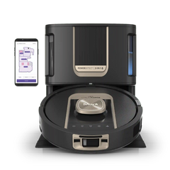 Shark® PowerDetect™ ThermaCharged Robot Vacuum & Mop 2-in-1, Heated Mop Sanitizing NeverTouch™ Pro Base, White - Black