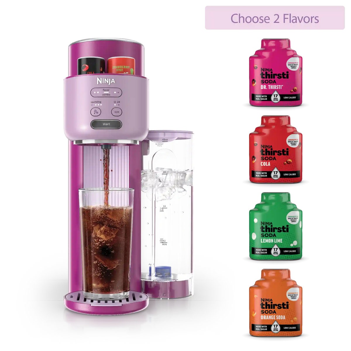 Ninja Thirsti™ Soda Machine in Pink and Drink Mix Bundle